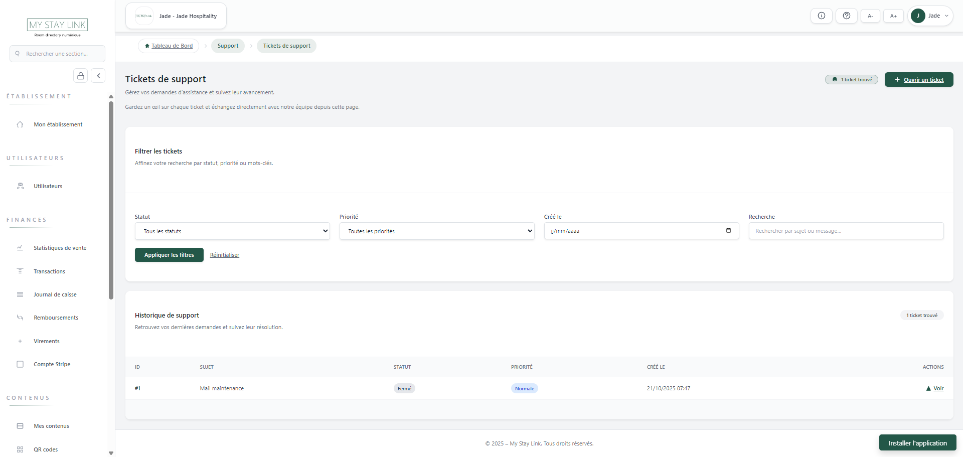 Room directory -  Support établissement