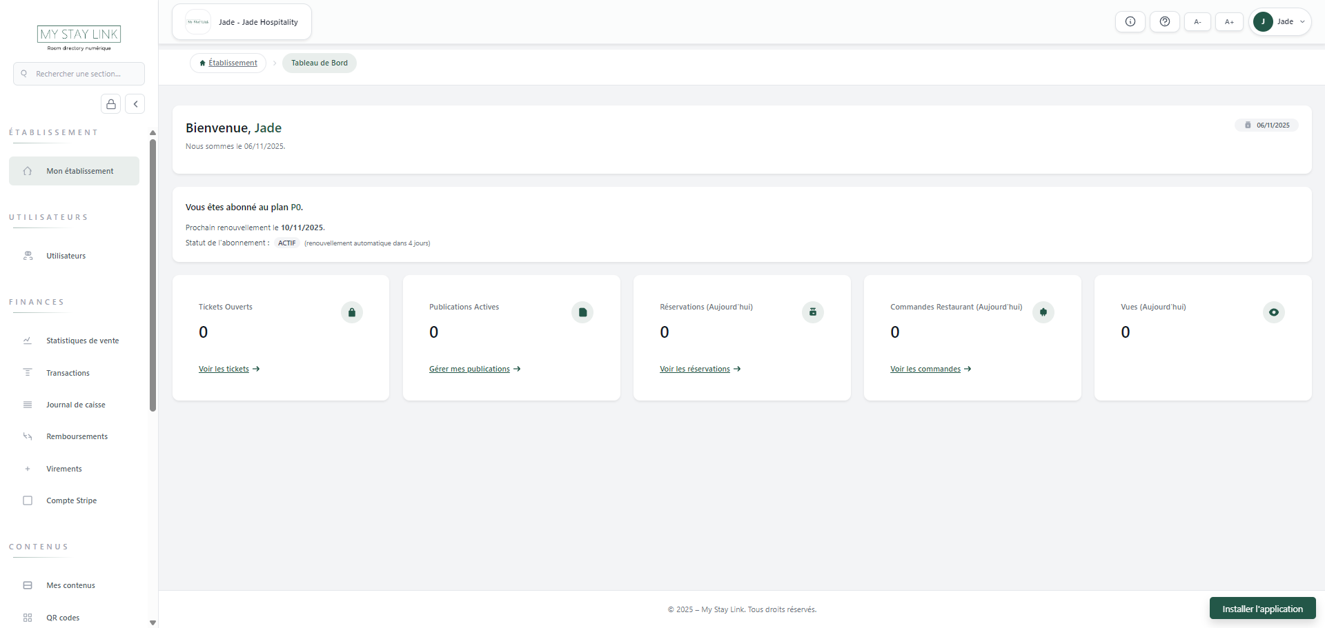 Room directory - Tableau de Bord Etablissement